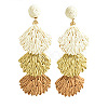 Bohemian Style Raffia Shell Shape Dangle Stud Earrings FS-WG568BC-03-1