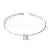 Rack Plating Brass Micro Pave Clear Cubic Zirconia Letter Open Cuff Bangles BJEW-A018-01P-N-2