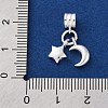 925 Sterling Silver Star & Moon European Dangle Charms STER-G045-08S-3