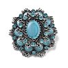 Baroque Flower Alloy Rhinestone Brooches with Cat Eye JEWB-Z034-08AS-1