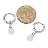 Natuarl Rose Quartz Round Hoop Earrings EJEW-JE06593-02-4