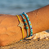 3Pcs 3 Styles Natural Imperial Jasper & Glass Round Beads Braided Bead Bracelets & Brass Triqueta Charm Bracelets Set IA6330-1-1