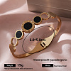 Vintage 304 Stainless Steel Black Enamel Open Hinged Cuff Bangles for Women ST0887-2-1