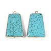 Dyed Synthetic Turquoise Trapezoid Pendants TURQ-T004-19-1