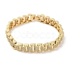 Rack Plating Brass Pave Clear Cubic Zirconia Rectangle Link Chain Bracelets for Women BJEW-R317-16G-1