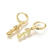 Brass Clear Cubic Zirconia Hoop Earrings EJEW-M045-01L-2