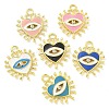 Rack Plating Brass Micro Pave Clear Cubic Zirconia with Enamel Pendants KK-G515-14G-1