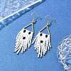 Halloween Theme Glass Seed Braided Ghost Chandelier Earrings EJEW-MZ00084-3