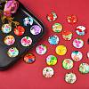 Flower Printed Glass Cabochons GGLA-SZ0001-15-4