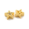 Brass Micro Pave Clear Cubic Zirconia Beads KK-B096-22G-2