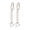 Brass Micro Pave Cubic Zirconia Hoop Dangle Earrings KK-CBA8324-07P-02-4
