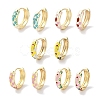 Golden Brass Enamel Flower Print Hoop Earrings for Women EJEW-L269-116G-1