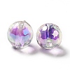 Two Tone UV Plating Rainbow Iridescent Acrylic Beads LS-TACR-D010-03B-07-3