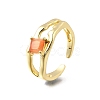 Square Brass Cat Eye Cuff Rings RJEW-G344-01G-04-4
