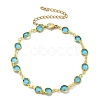 304 Stainless Steel Flat Round Acrylic Rhinestone Cup Chain Anklets for Women AJEW-B031-02G-03-4