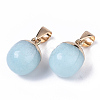 Top Golden Plated Natural White Jade Pendants X-G-T131-03P-2