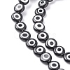 Handmade Evil Eye Lampwork Flat Round Bead Strands LAMP-L058-8mm-10-2