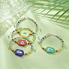 Evil Eye Lampwork Braided Bead Bracelet with Glass Beaded Chains for Women BJEW-JB09412-2