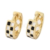 Tartan Pattern Enamel Chunky Hinged Huggie Hoop Earrings for Women EJEW-P196-22G-01-2