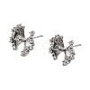 Brass Micro Pave Clear Cubic Zirconia Bowknot Stud Earring Findings KK-G553-08P-1