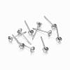 Tarnish Resistant 304 Stainless Steel Post Stud Earring Settings For Half Drilled Beads STAS-H376-93-1