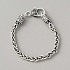 Alloy Wheat Chain Bracelet with Heart Clasp for Women BJEW-WH0011-26AS-1