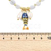 Brass Enamel Fish and Natural Pearl Rice Pendant Natural Blue Lace Agate Nuggets Beaded Necklaces for Women NJEW-JN06357-02-4