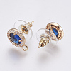 Faceted Glass Stud Earring Findings GLAA-F084-B01-2