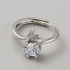 Alloy Micro Pave Cubic Zirconia Flower of Life Adjustable Rings RJEW-WH0001-022-1