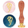 Brass Wax Seal Stamp with Rosewood Handle AJEW-WH0412-0006-1