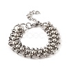 304 Stainless Steel Ball Rings Link Bracelets for Women BJEW-F488-17P-4