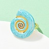 Brass Enamel Adjustable Cuff Rings for Women RJEW-G357-01F-3