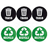 6Pcs 2 Styles PVC Garbage Recycle Trash sign stickers DIY-WH0043-40-1