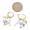 Brass Flower with Leaf Hoop Earrings EJEW-JE06745-4