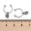 Rose Flower 316 Surgical Stainless Steel Dangle Half Hoop Earrings for Women EJEW-G416-45AS-5