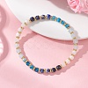Natural Lapis Lazuli & Aquamarine & Rainbow Moonstone & Apatite Beaded Stretch Bracelets BJEW-JB13485-02-1