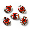 Handmade Printed Porcelain Beads PORC-F005-01E-1