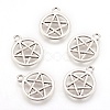 Tibetan Style Alloy Flat Round with Star Charms TIBEP-5248-AS-FF-1