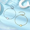 2Pcs 2 Colors 304 Stainless Steel Round Cabochon Setting Bracelets BJEW-JB11092-2