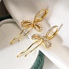 Bowknot Brass Micro Pave Clear Cubic Zirconia Hoop Earrings for Women EJEW-A110-03G-1