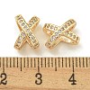 Letter X Rack Plating Brass Micro Pave Cubic Zirconia European Beads KK-K386-15G-3