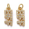 Brass Micro Pave Clear Cubic Zirconia Charms ZIRC-Z011-30G-1