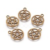 Tibetan Style Alloy Flat Round with Star Charms TIBEP-5248-AB-FF-1