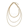 304 Stainless Steel Rope Chain 3 Layer Necklaces for Women NJEW-A057-02B-G-2
