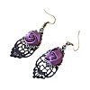 Alloy Rose Lace Ribbon Dangle Earrings FS-WGCF5EC-01-3