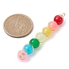 Colorful Imitation Jade Glass Round Bead Pendants PALLOY-JF02449-01-2