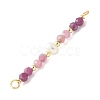 Faceted Round Natural Ruby & Pink Tourmaline & Potato Natural Cultured Freshwater Pearl Beaded Connector Charms PALLOY-JF03531-09-3