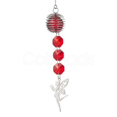 Glass Round & Octagonal Beads Hanging Suncatchers HJEW-JM04617-03-1