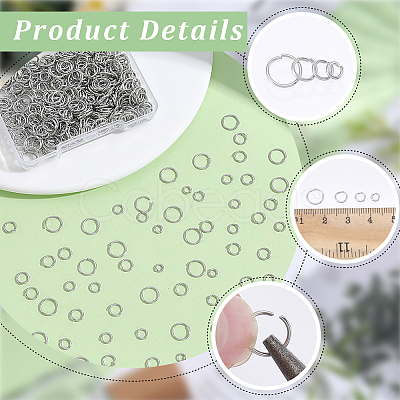 600Pcs 4 Styles 304 Stainless Steel Open Jump Rings STAS-BBC0010-03-1
