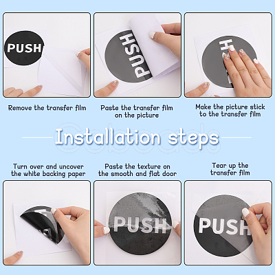 14 Sets 2 Colors PVC Self-Adhesive Push Pull Sign Stickers STIC-GL0001-07-1